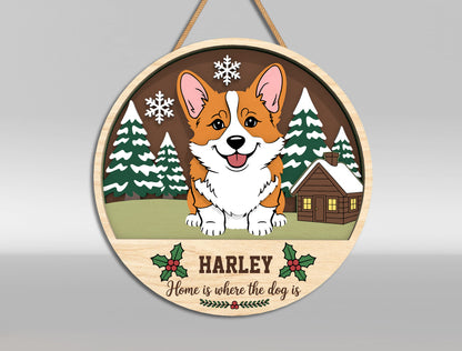 Personalized Dog Door Sign SVG Bundle Custom Pet Portrait Decor Laser Cut File for xTool