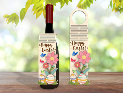 Floral Easter Bottle Tag SVG Spring Wine Gift 3 Designs for Glowforge and xTool