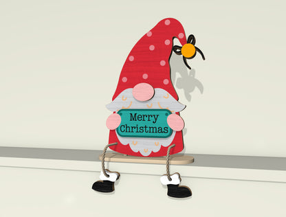 Christmas Gnome Shelf Sitter Laser Cut File | Ready to Cut | Glowforge, xTool, LightBurn, etc.