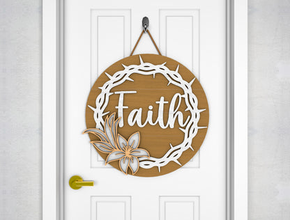 Christian Easter Door Sign SVG Faith Bundle 5 Designs for LightBurn and xTool