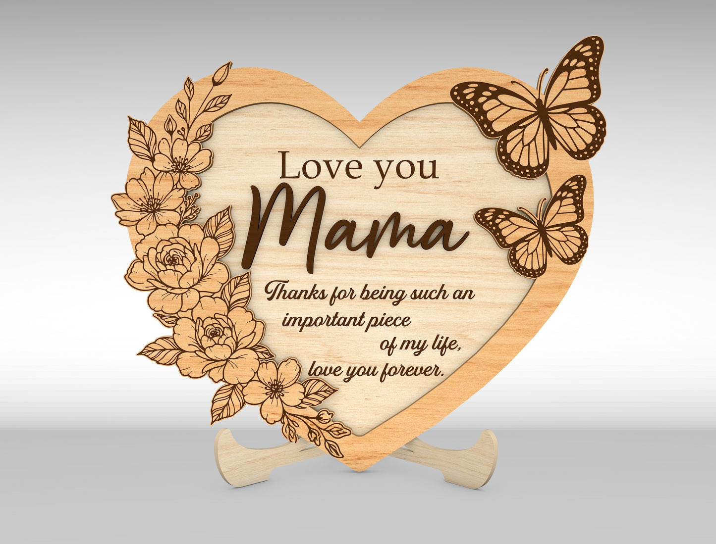 Mom Quote Heart Sign SVG Bundle Mother's Day for Glowforge and xTool