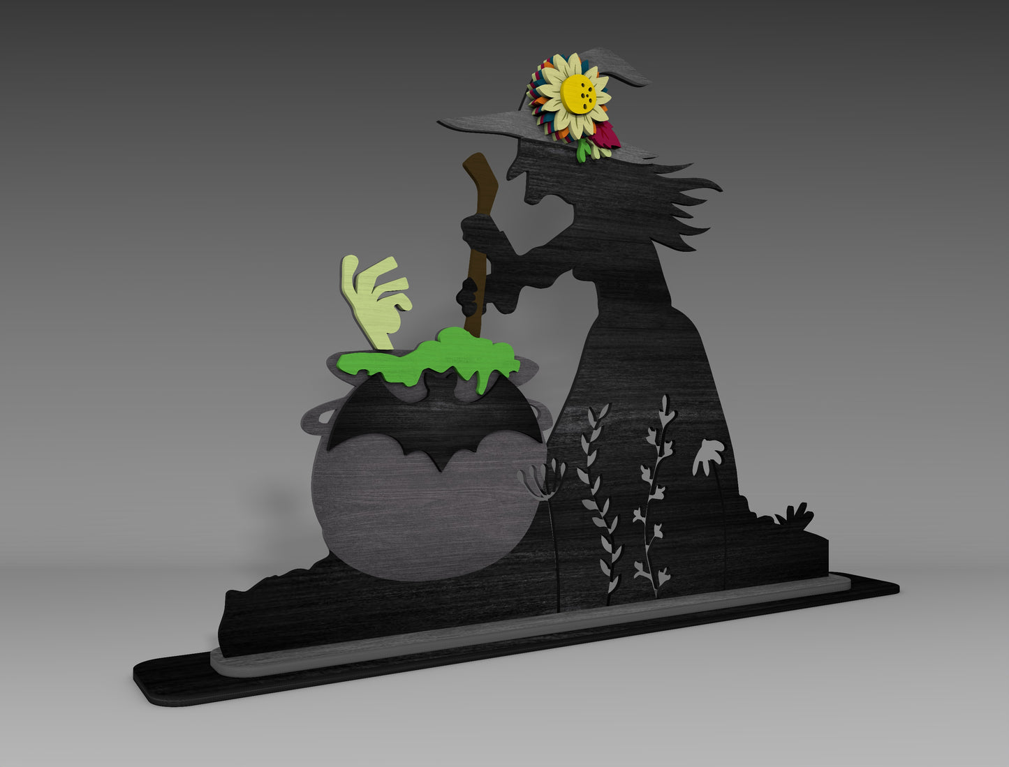 Halloween Witch Silhouette SVG Bundle Standing Shelf Sitter for LightBurn Glowforge xTool 3 Designs