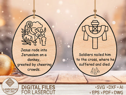 Easter Story Ornament SVG Bundle Christian Egg 12 Designs for LightBurn
