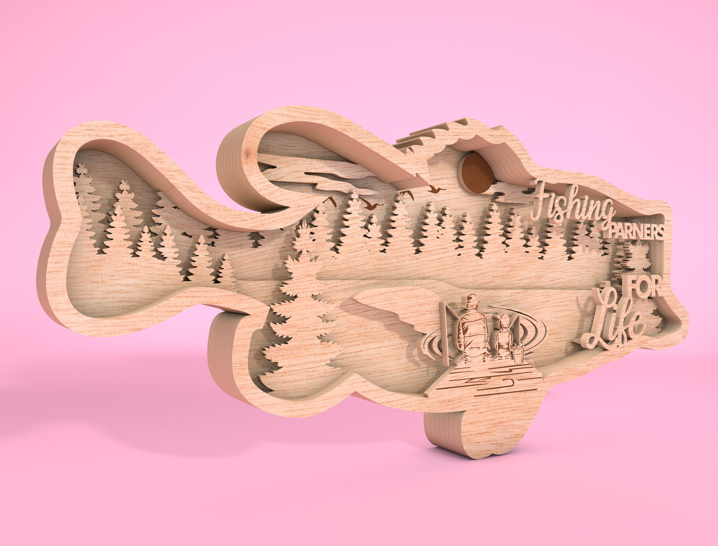 Father’s Day Fishing Multilayer SVG Laser Cut File for Glowforge