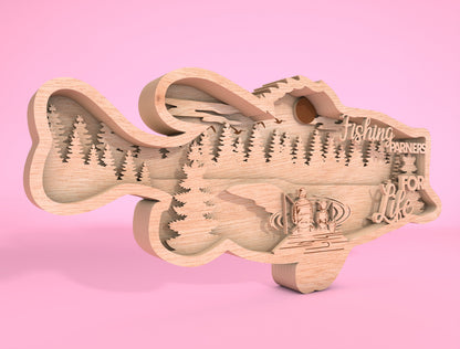 Father’s Day Fishing Multilayer SVG Laser Cut File for Glowforge