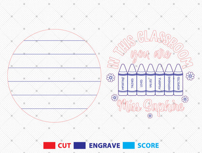 Personalized Classroom Door Sign SVG Laser Cut File for Glowforge and LightBurn