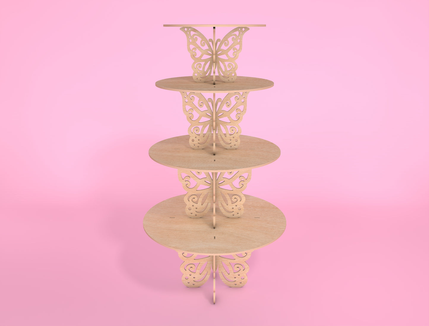 Butterfly Cupcake Stand SVG 3-Tier Dessert Stand Laser Cut File for xTool and Glowforge