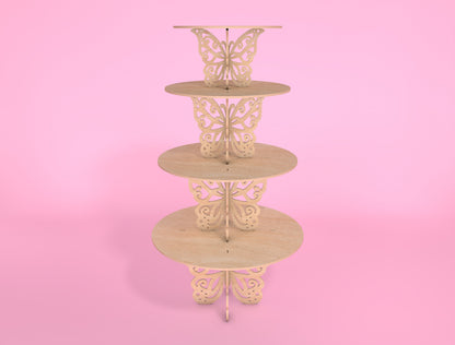 Butterfly Cupcake Stand SVG 3-Tier Dessert Stand Laser Cut File for xTool and Glowforge