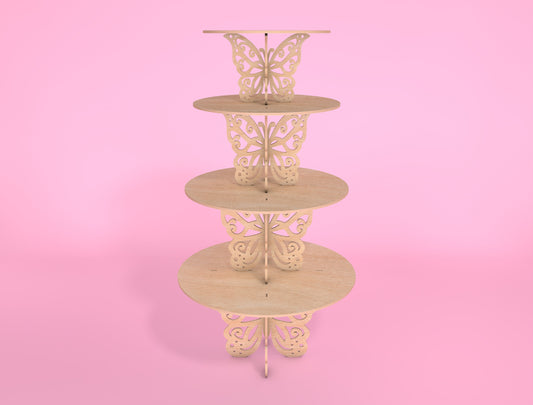 Butterfly Cupcake Stand SVG 3-Tier Dessert Stand Laser Cut File for xTool and Glowforge