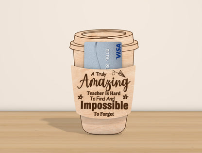 Teacher Coffee Card Holder SVG Bundle Laser Cut File for Glowforge and LightBurn