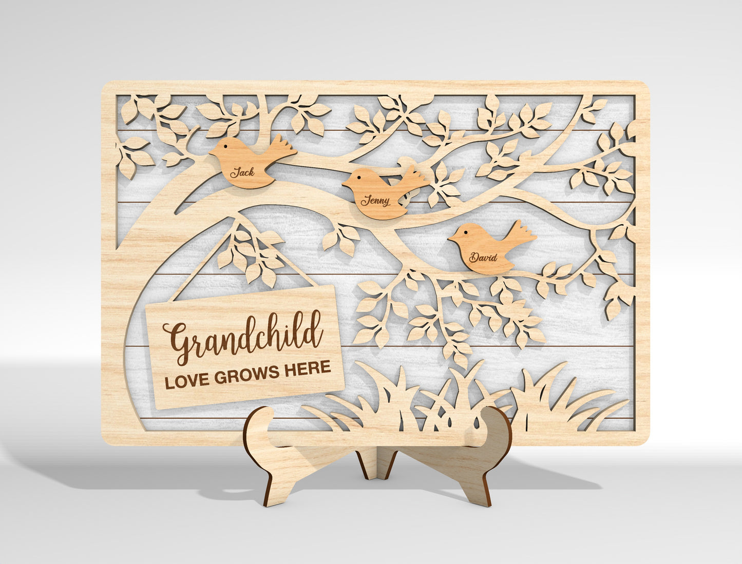 Personalized Bird Family Custom Name Tree Sign SVG for xTool