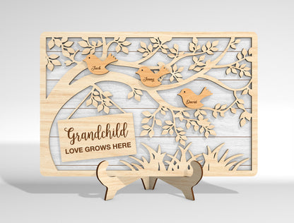 Personalized Bird Family Custom Name Tree Sign SVG for xTool