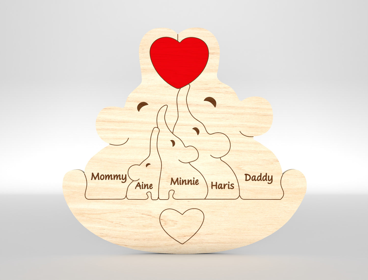 Elephant Family Puzzle Sign SVG Laser Cut File for Glowforge and xTool
