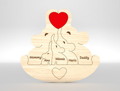 Elephant Family Puzzle Sign SVG Laser Cut File for Glowforge and xTool