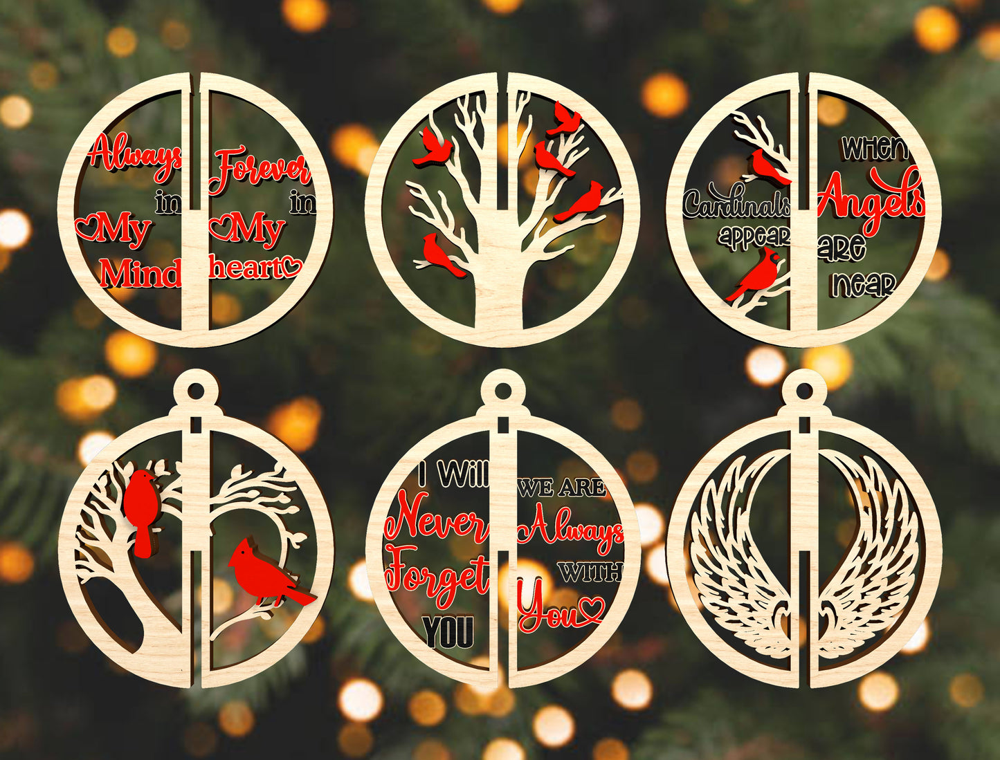 3D Split Memorial Ornament SVG Bundle for Glowforge and LightBurn