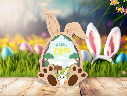 Easter Bunny Egg Multilayer Frame SVG for Glowforge and LightBurn