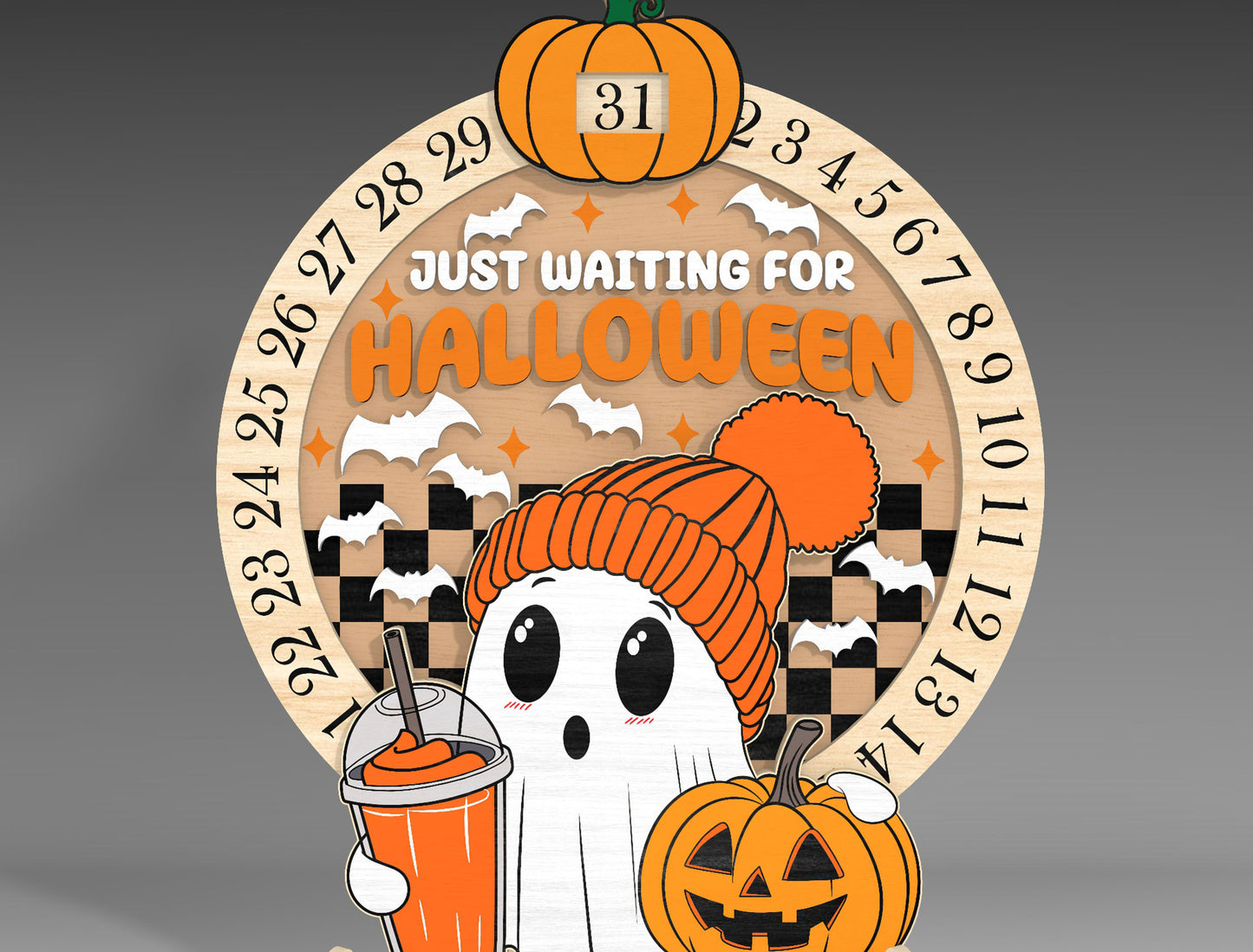 Halloween Ghost Countdown Calendar SVG for LightBurn Glowforge xTool