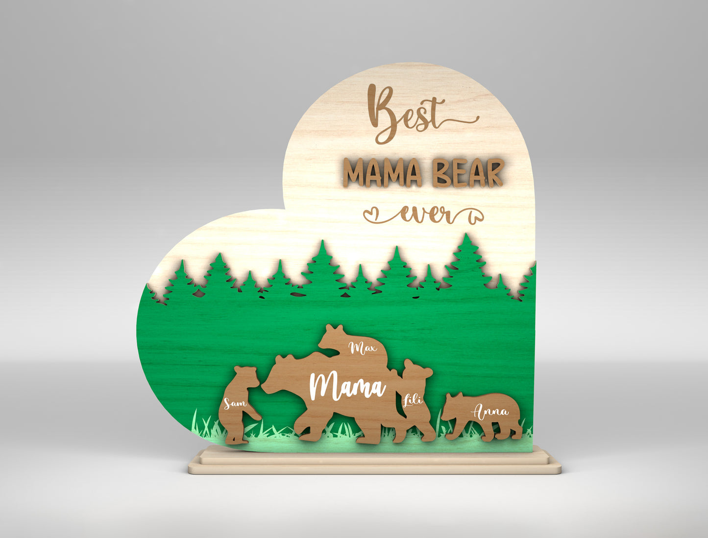 Best Mama Bear Forest Family Sign SVG for Glowforge and xTool