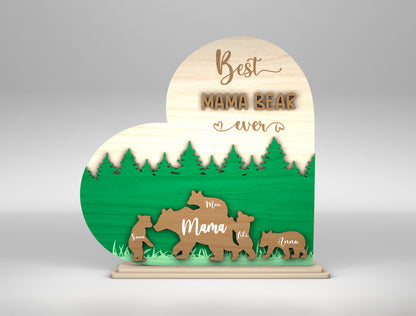 Best Mama Bear Forest Family Sign SVG for Glowforge and xTool