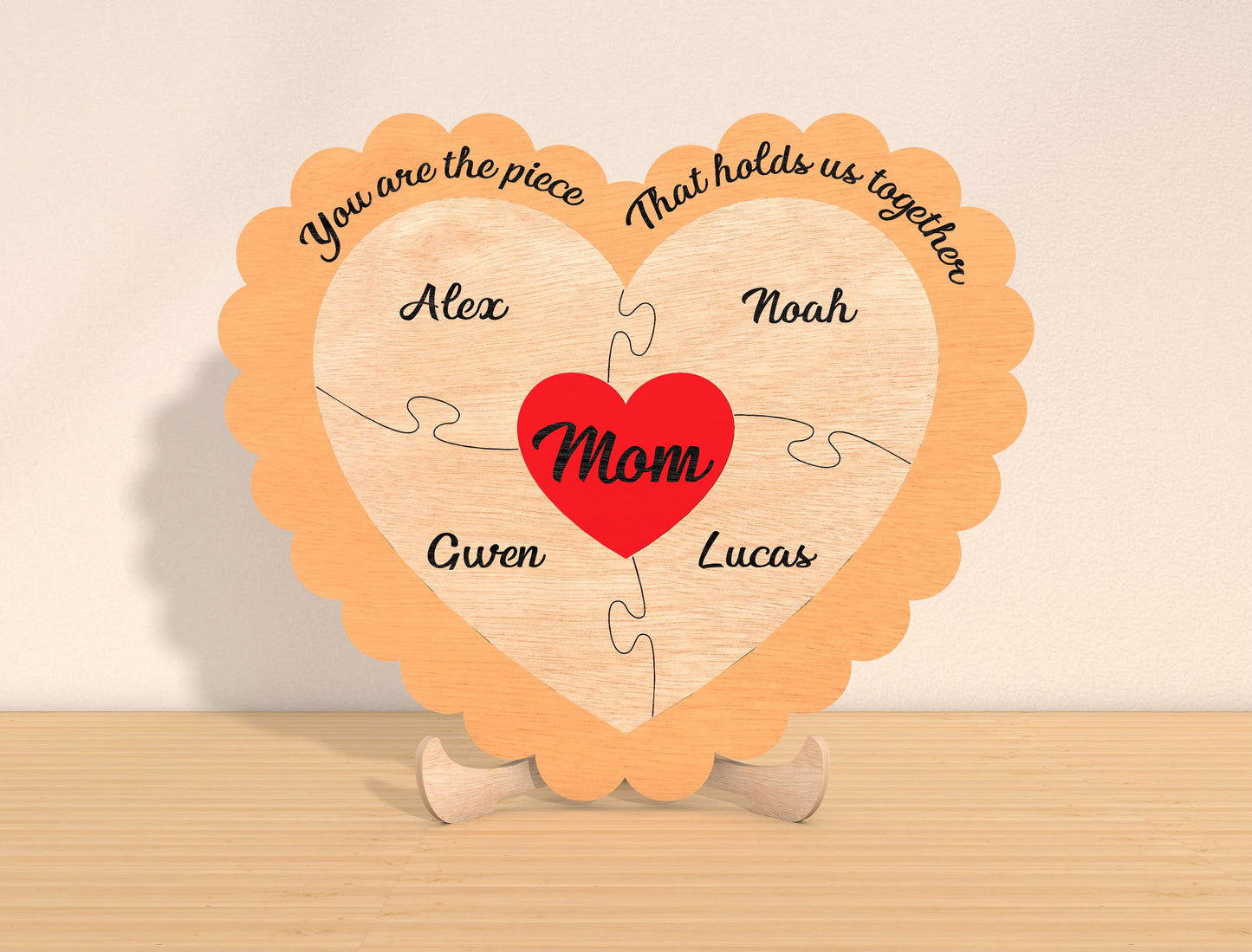 Personalized Mom Heart Sign SVG Bundle 6 Designs for xTool and LightBurn