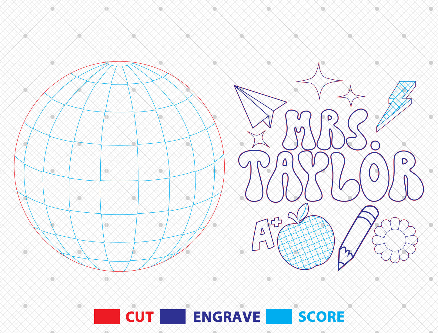 Personalized Retro Bubble Classroom Sign SVG Laser Cut File for Glowforge and xTool