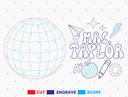 Personalized Retro Bubble Classroom Sign SVG Laser Cut File for Glowforge and xTool