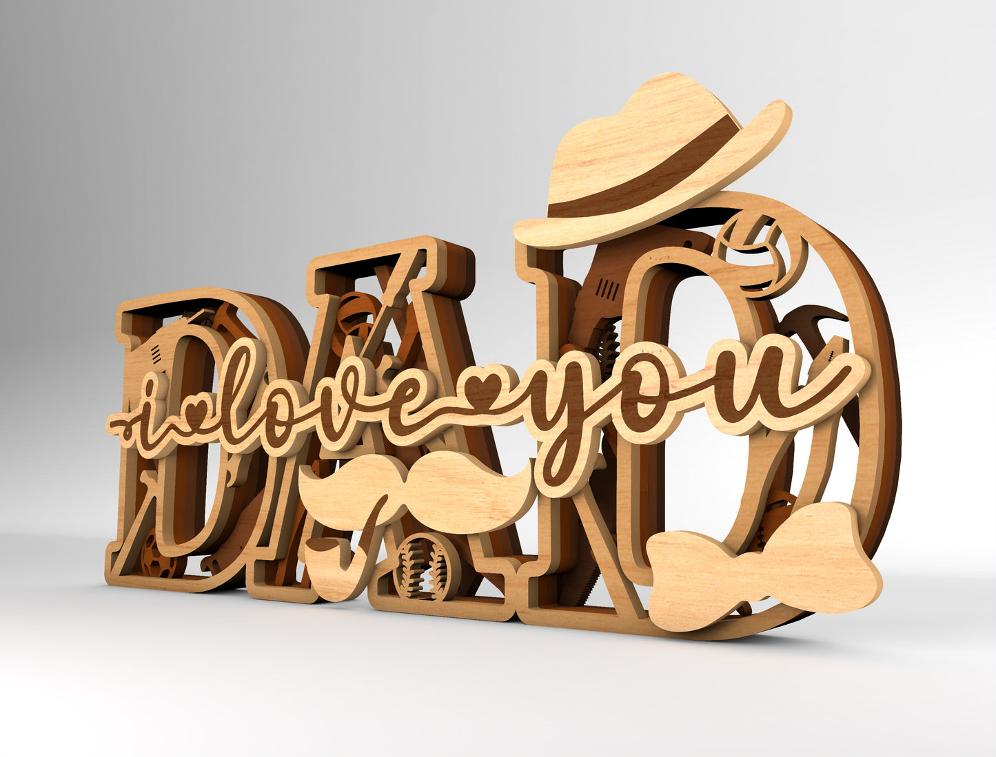 Dad Sports Monogram Sign SVG Laser Cut File for xTool and LightBurn