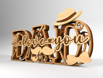Dad Sports Monogram Sign SVG Laser Cut File for xTool and LightBurn