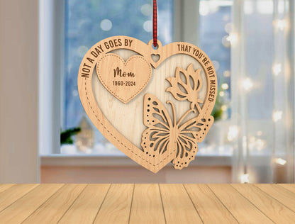 Memorial Butterfly Heart Ornament SVG Laser Cut File for Lightburn