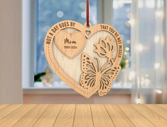 Memorial Butterfly Heart Ornament SVG Laser Cut File for Lightburn