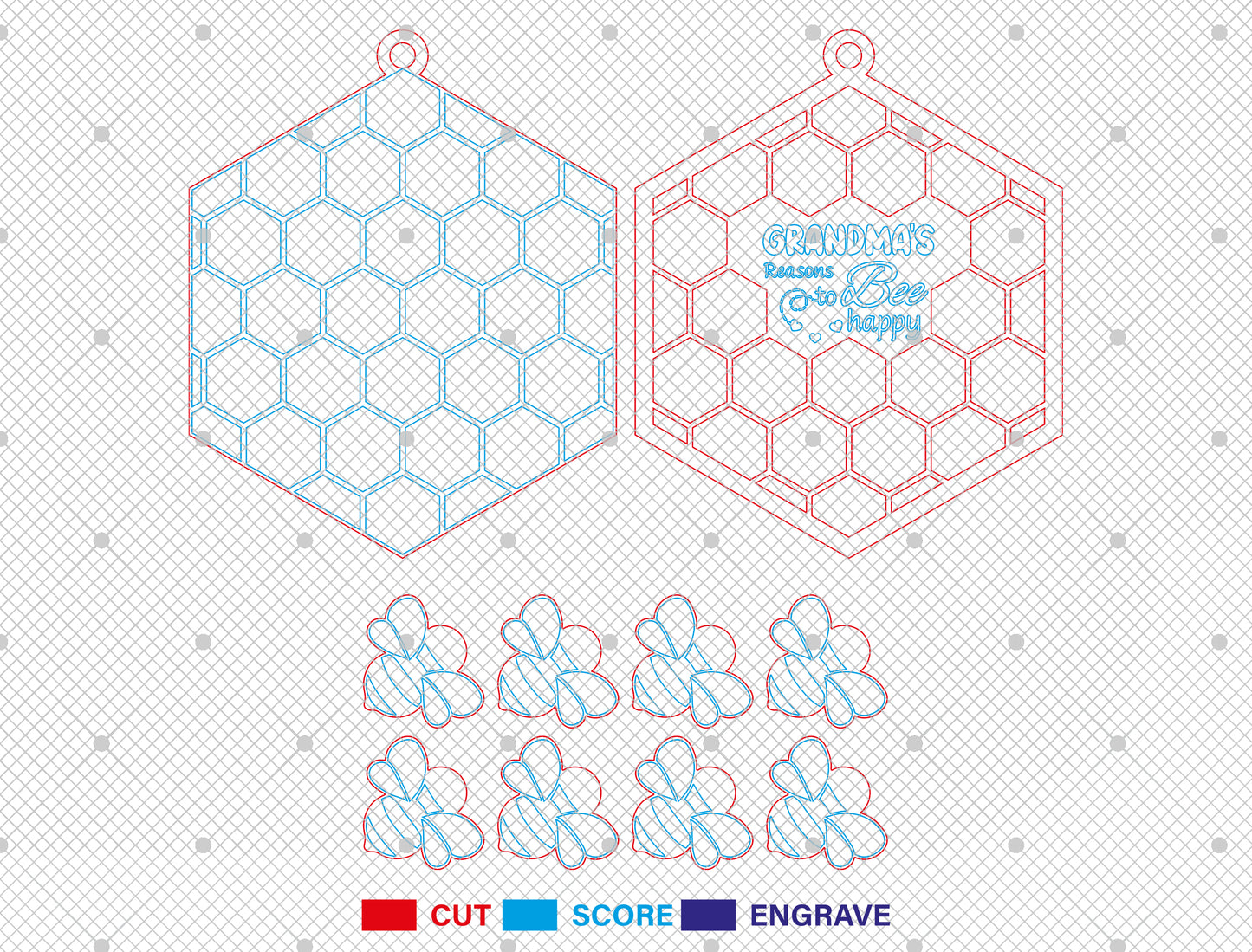Personalized Grandma Bee Ornament SVG for Glowforge and xTool
