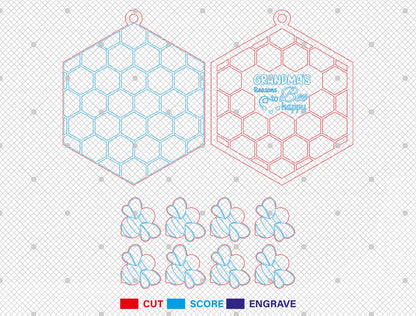 Personalized Grandma Bee Ornament SVG for Glowforge and xTool