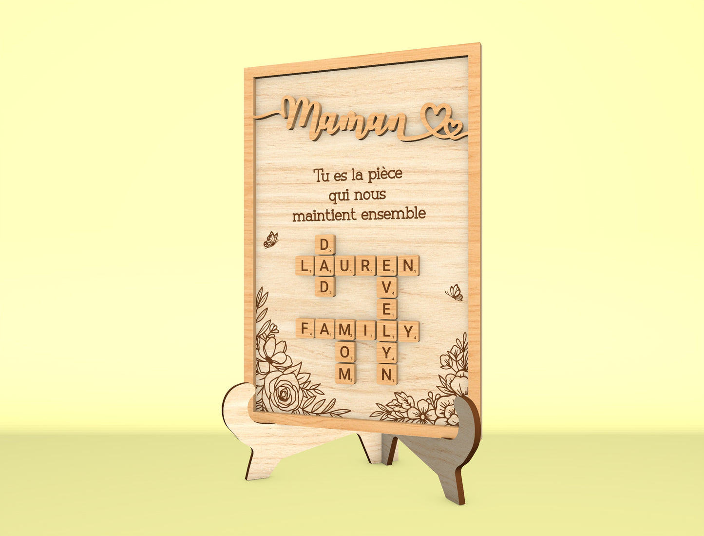 Personalized Mom Crossword Puzzle Sign SVG Laser Cut File for LightBurn and xTool