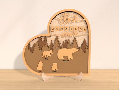 Mama Bear Family Sign SVG Bundle 7 Designs for LightBurn and xTool