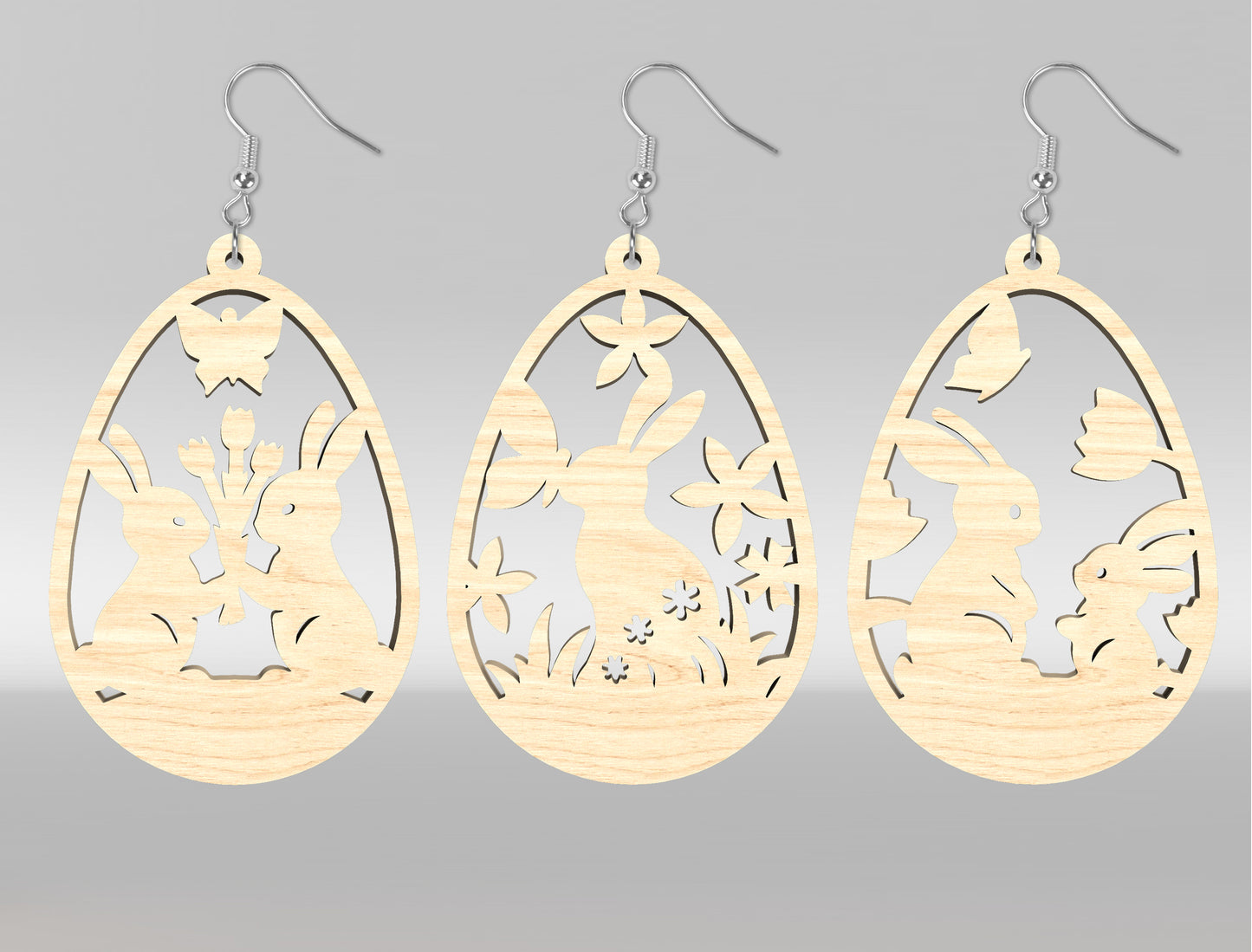 Easter Bunny Earring SVG Bundle Wooden Jewelry 15 Designs for LightBurn