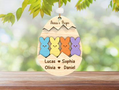 Personalized Easter Bunny Ornament SVG Family Peeps Name for Glowforge