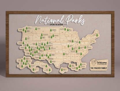 USA National Parks Map SVG Laser Cut File for xTool and Glowforge