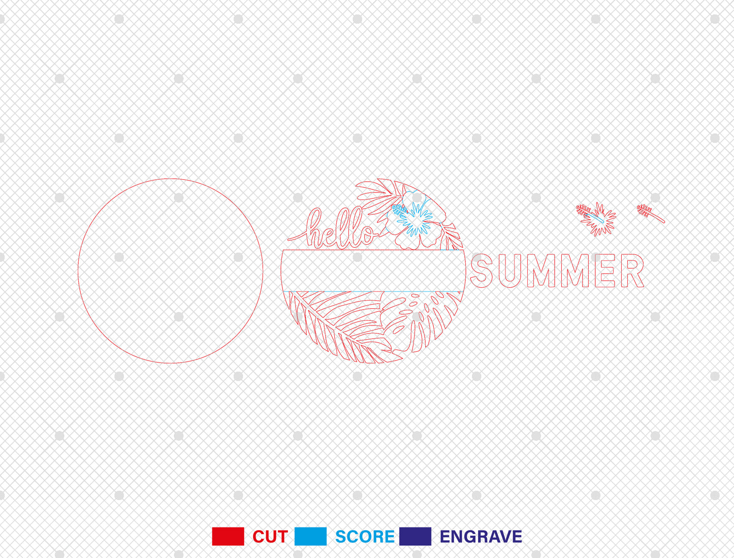 Hello Summer Tropical Door Hanger SVG Laser Cut File for Glowforge and xTool