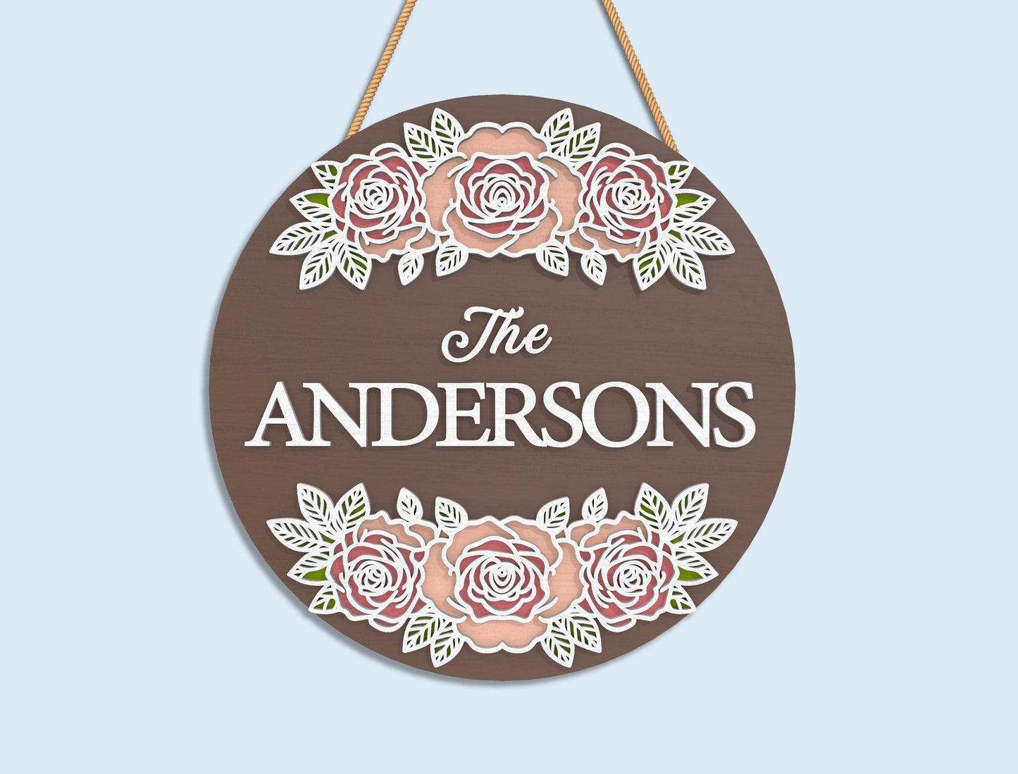 Personalized Family Name Sign SVG Laser Cut File for Glowforge