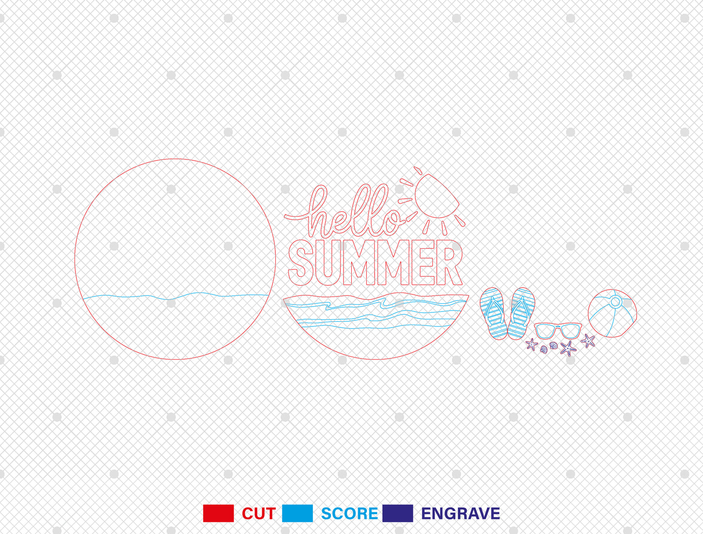 “Hello Summer” Beach Door Sign SVG for Glowforge and xTool