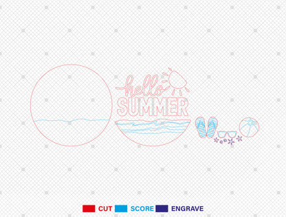 “Hello Summer” Beach Door Sign SVG for Glowforge and xTool