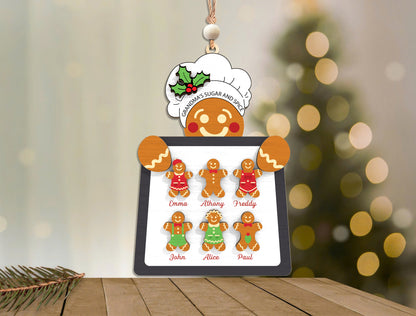 Personalized Gingerbread Family Ornament Laser Cut File | Ready to Cut | Glowforge, xTool, LightBurn, etc.
