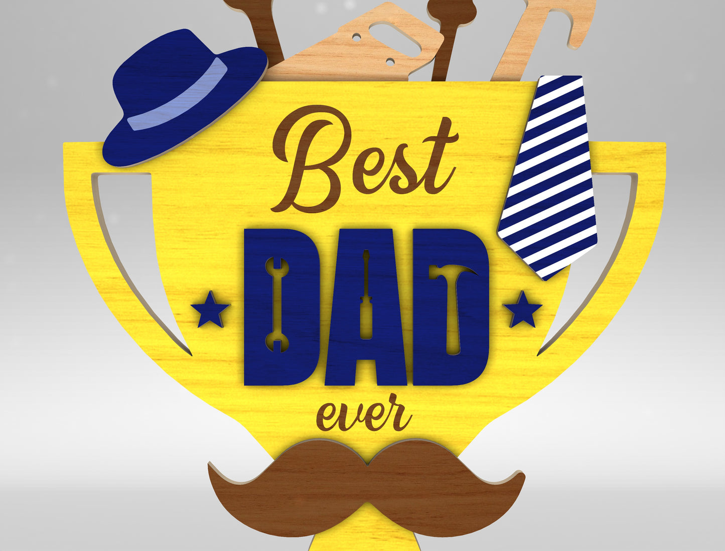 Best Dad Ever Trophy Award Sign SVG Laser Cut File for xTool and LightBurn