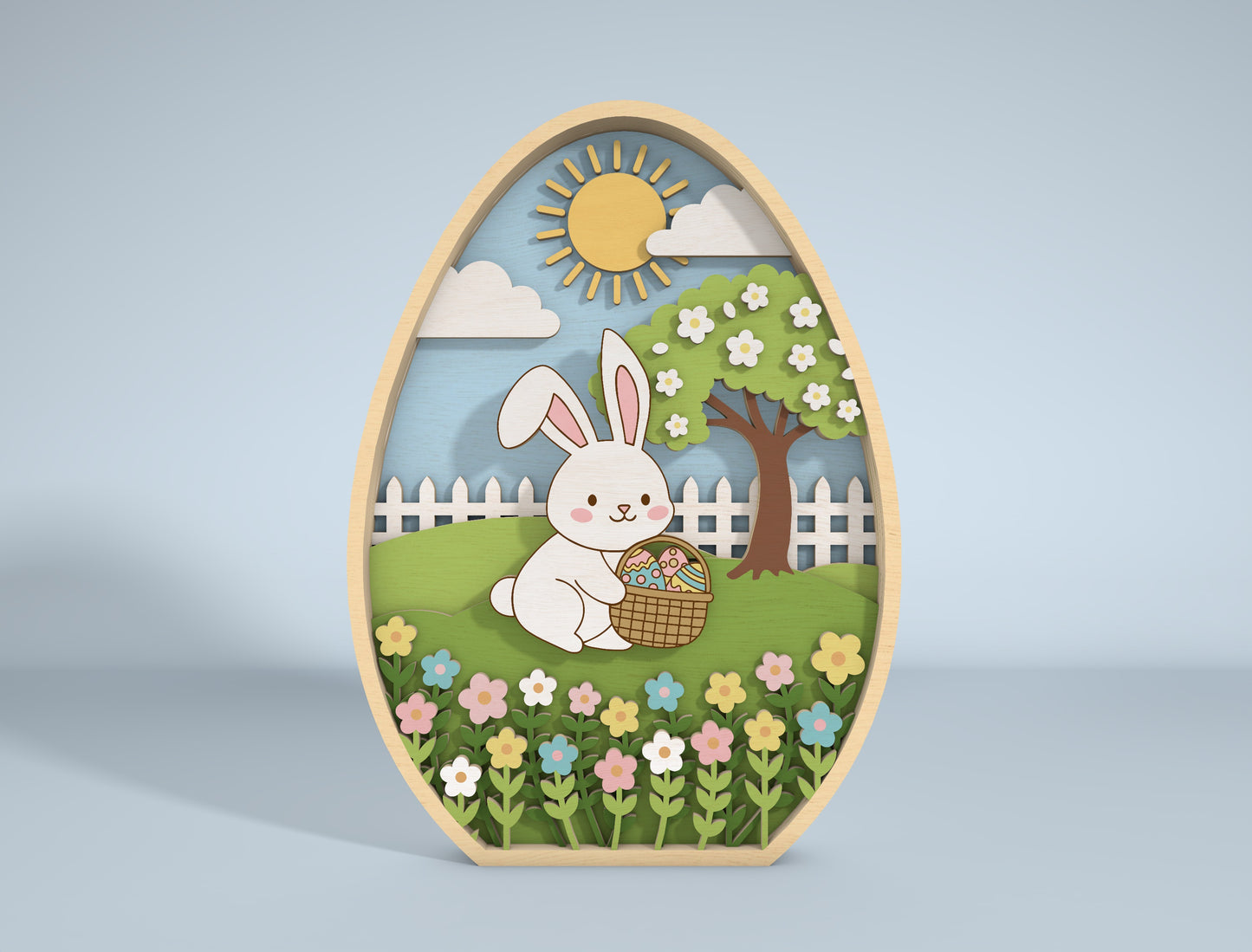 Cute Easter Nature Scene SVG Bundle Easter Bunny for Glowforge and xTool