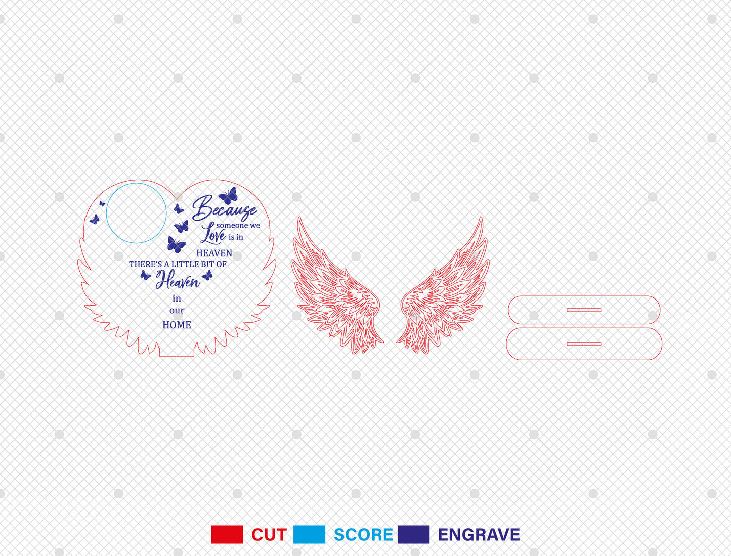 Memorial Wings Photo SVG Laser Cut File for LightBurn