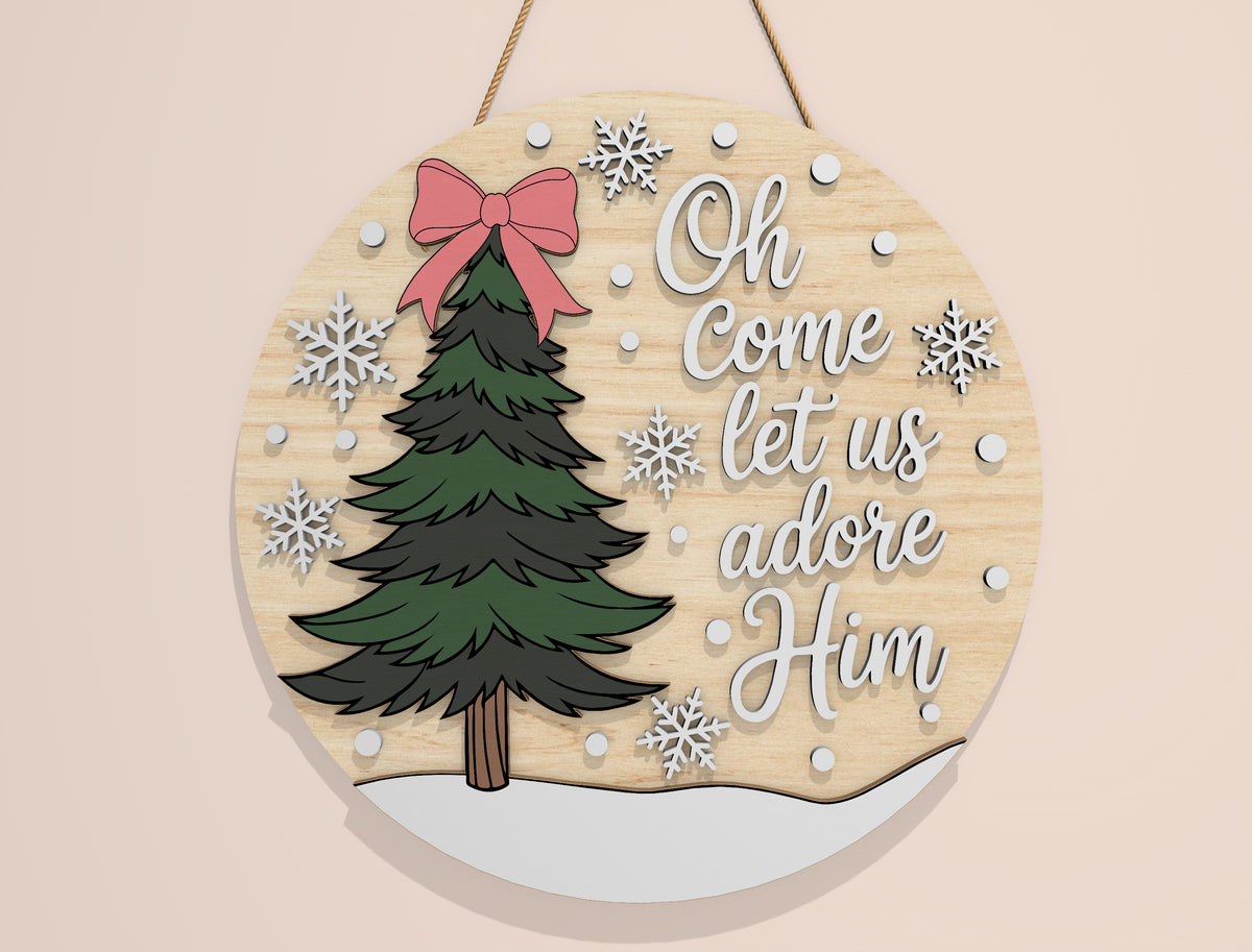 Christian Christmas Door Hanger SVG Bundle Laser Cut Designs 4