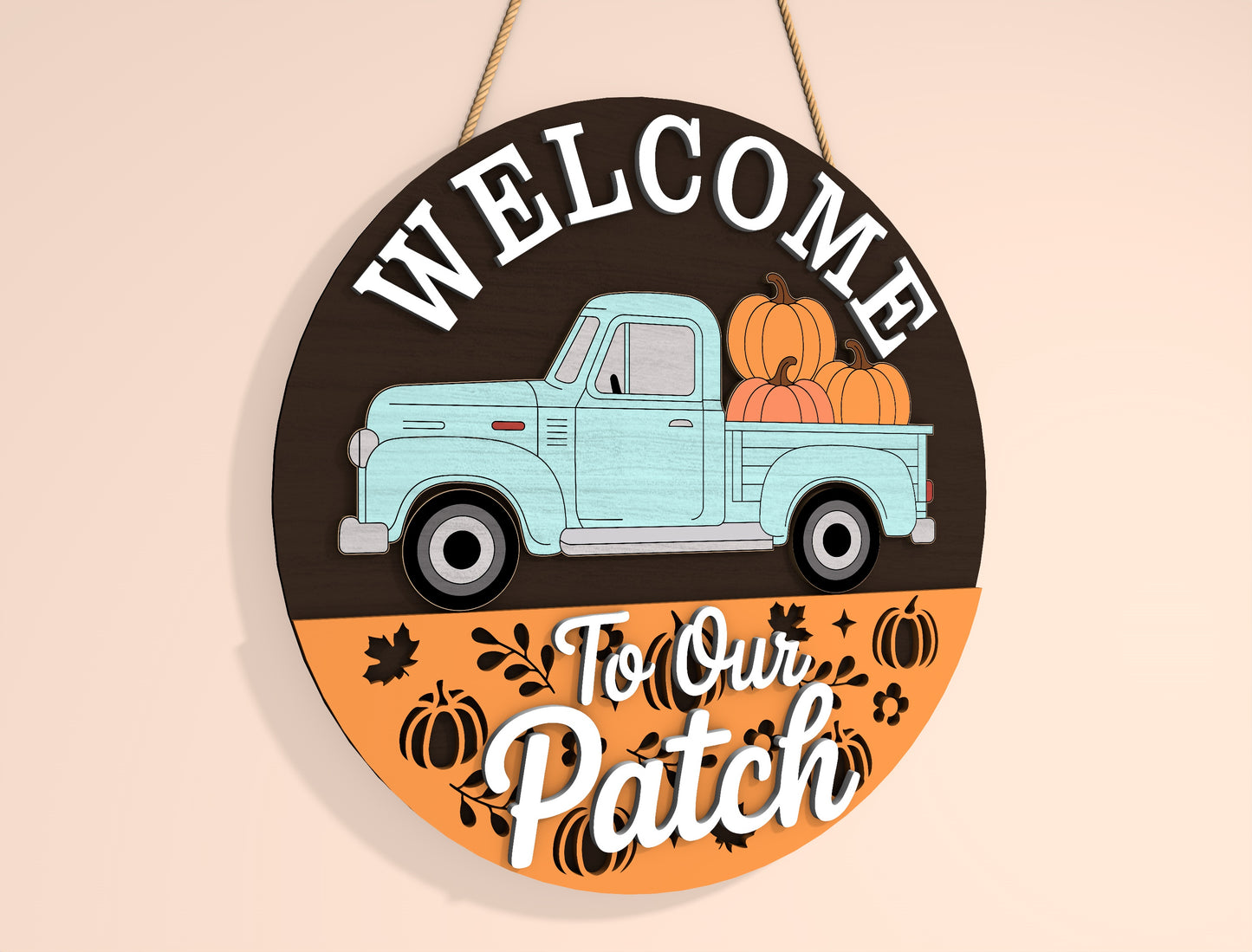 Welcome Fall and Welcome to Our Patch Truck Door Hanger SVG Set for Glowforge xTool LightBurn 2 Designs