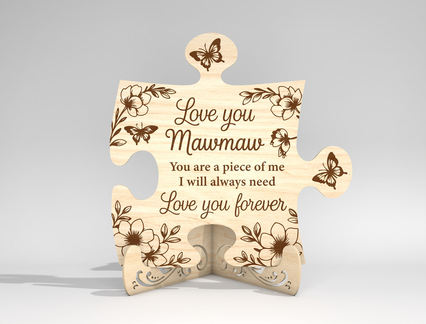 Puzzle Stand Sign SVG Bundle Engraved Floral for LightBurn and xTool