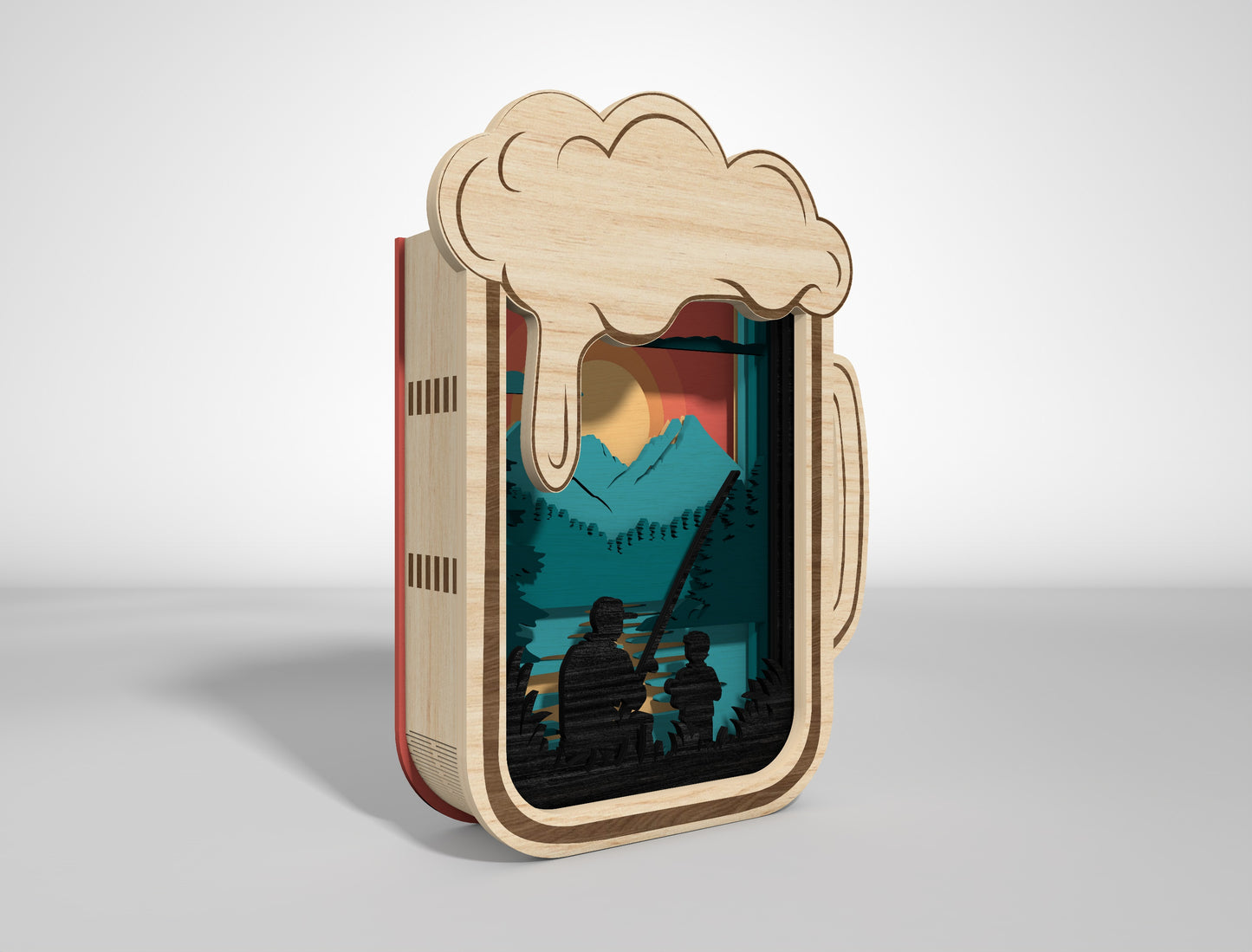 Father's Day Fishing Layered Lantern SVG Laser Cut File for Glowforge and xTool