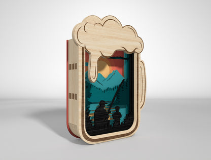 Father's Day Fishing Layered Lantern SVG Laser Cut File for Glowforge and xTool